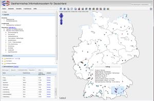 geothermische Standorte in GeotIS